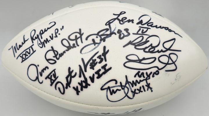 SB MVP's Signed White Wilson NFL Football 16 Sigs Joe Namath PSA/DNA AB10133