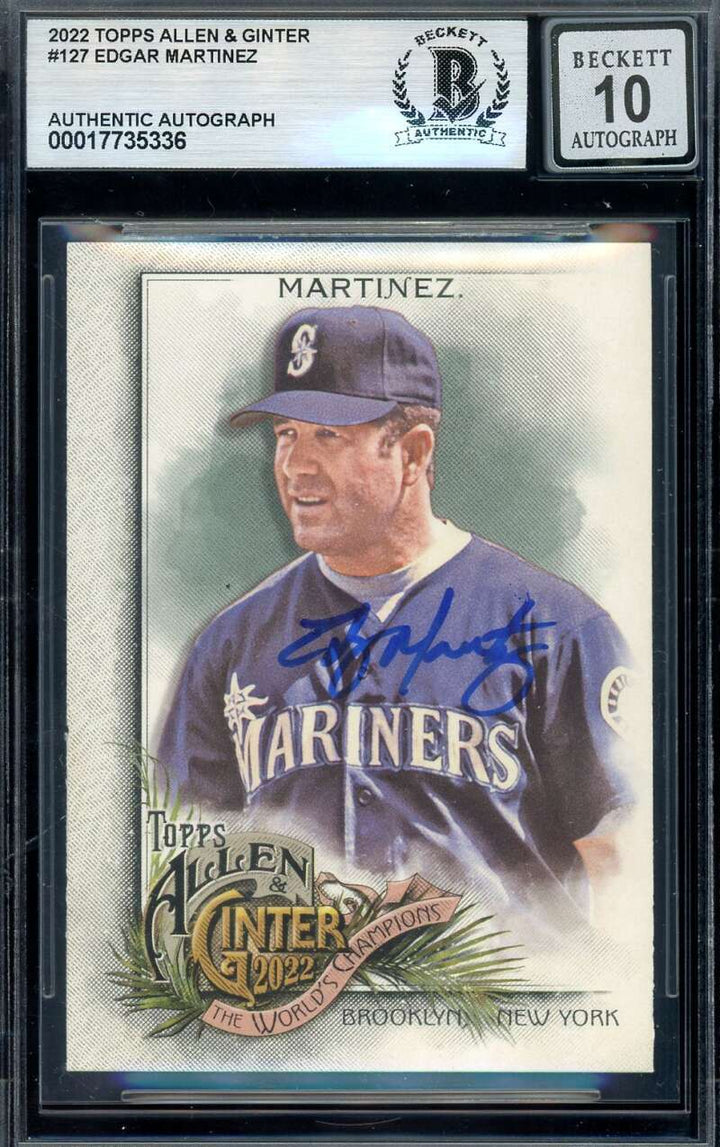 Edgar Martinez Gem Mint 10 Beckett BAS Signed 2022 Topps Allen  Ginter Autograph