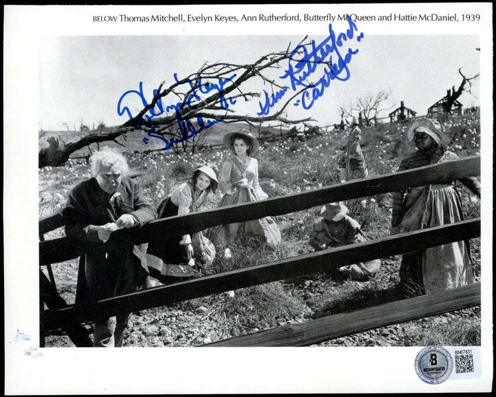 Ann Rutherford Evelyn Keyes Beckett BAS Signed 6x8 Photo Gone With The Wind Auto