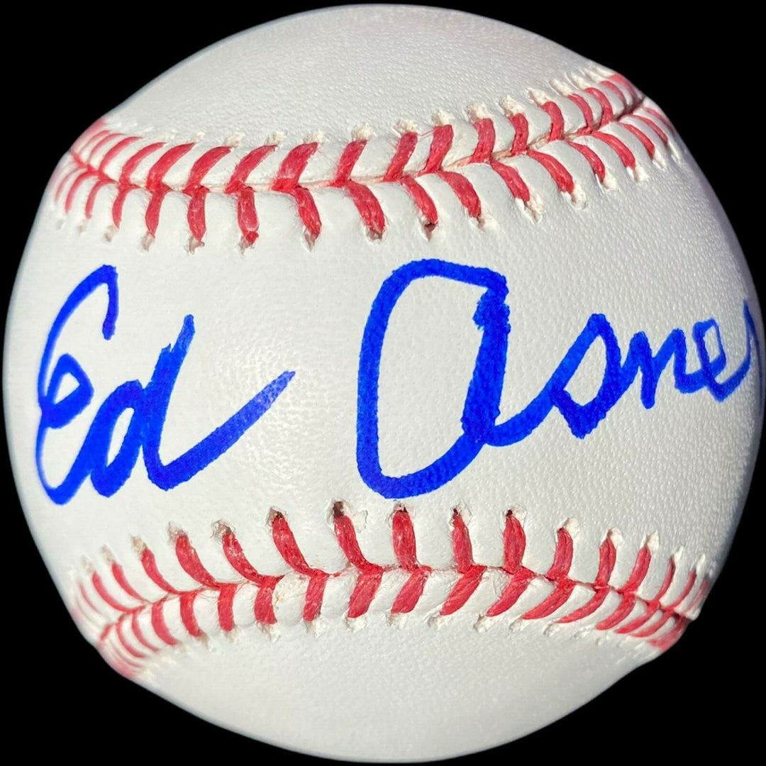 ED ASNER SIGNED AUTOGRAPHED OFFICIAL MAJOR LEAGUE BASEBALL MLB JSA A