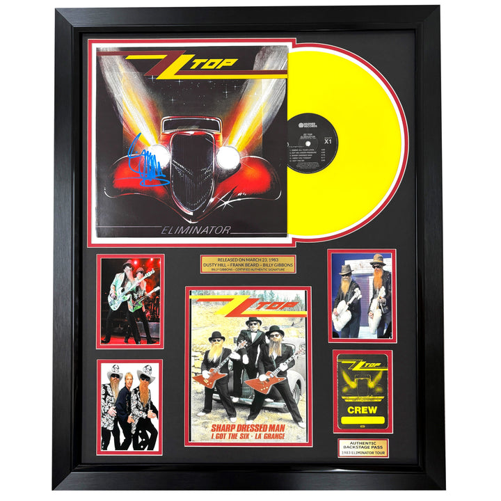 Billy Gibbons Autographed Eliminator Album Framed ZZ Top Backstage Pass Beckett
