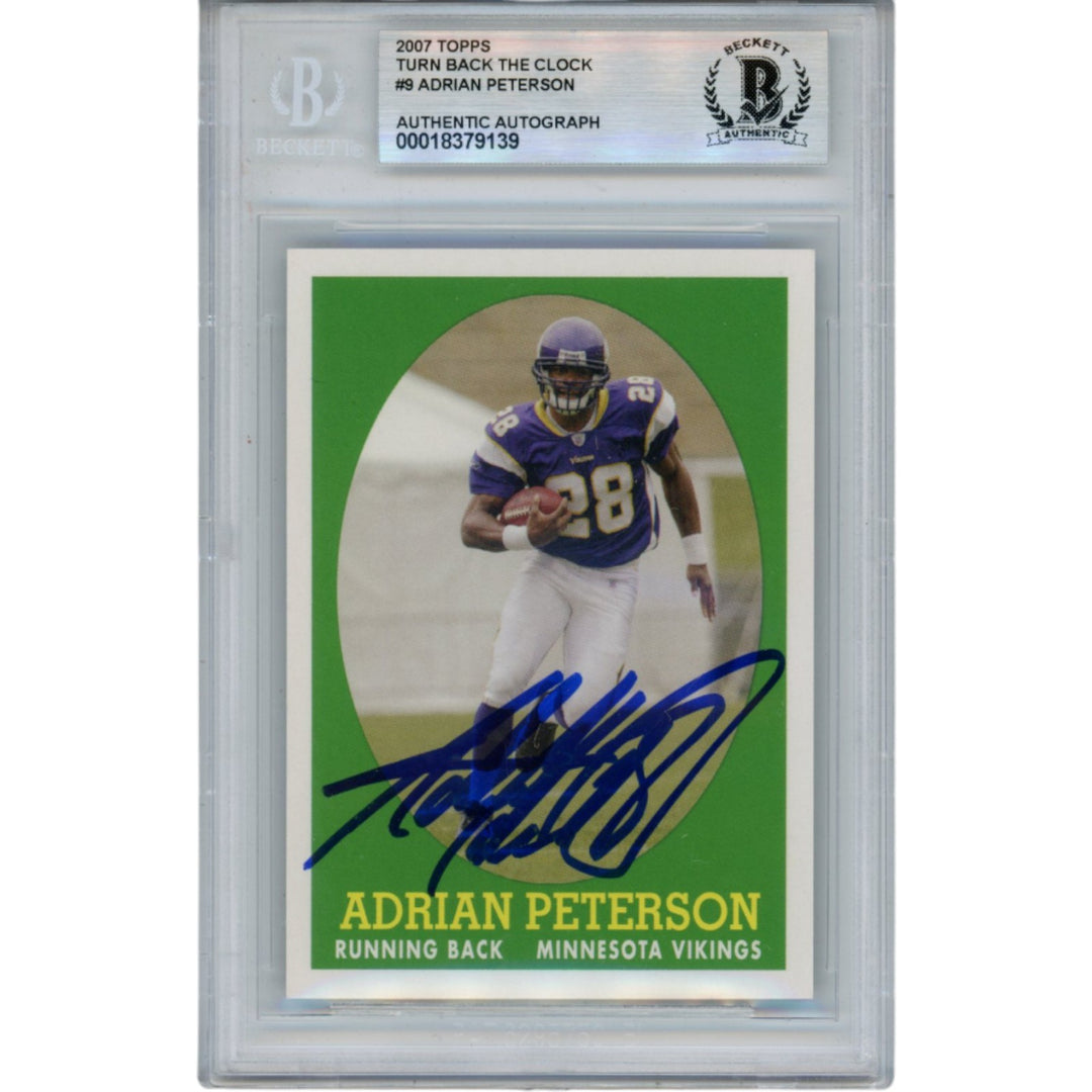 Adrian Peterson Autographed 2007 Topps Turn Clock #9 Trading Card Beckett 52983