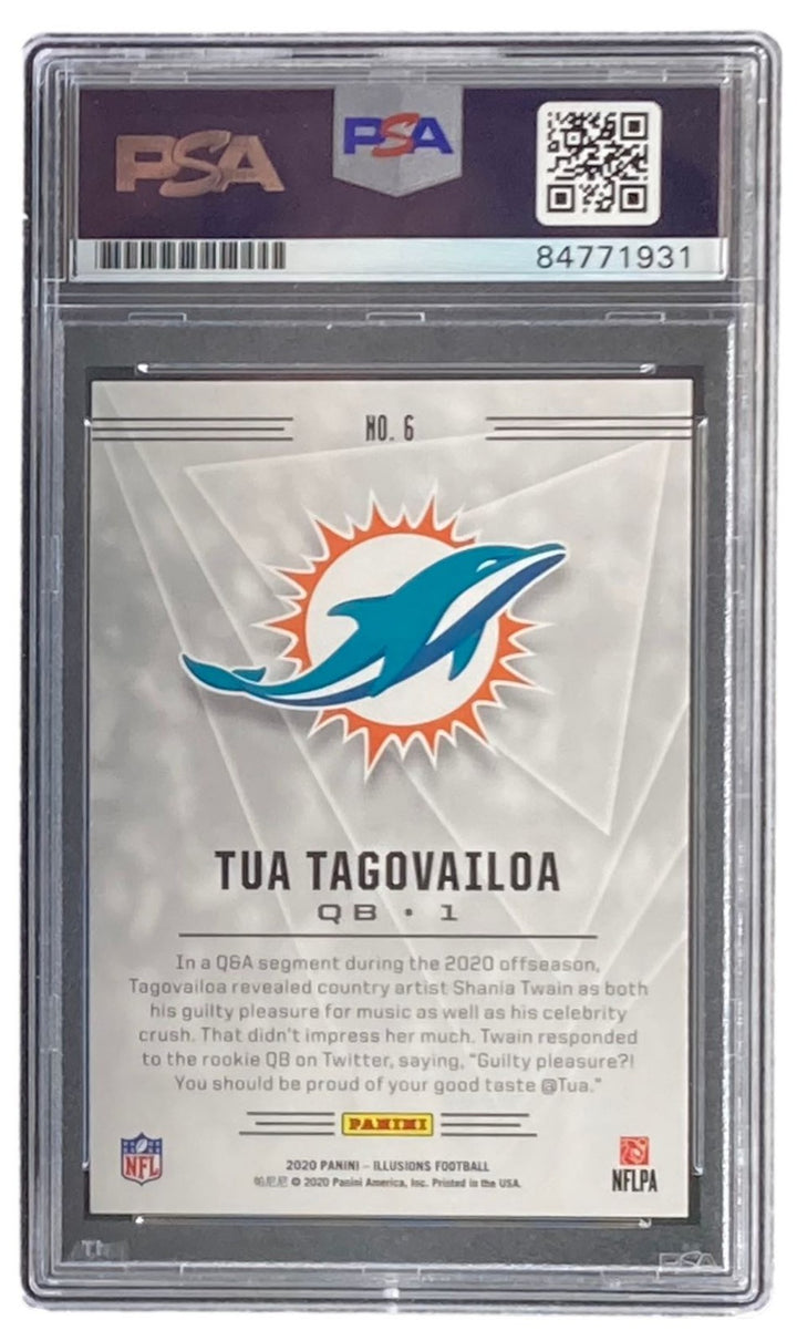 Tua Tagovailoa Signed 2020 Panini Illusion #6 Dolphins Rookie Card PSA Gem MT 10
