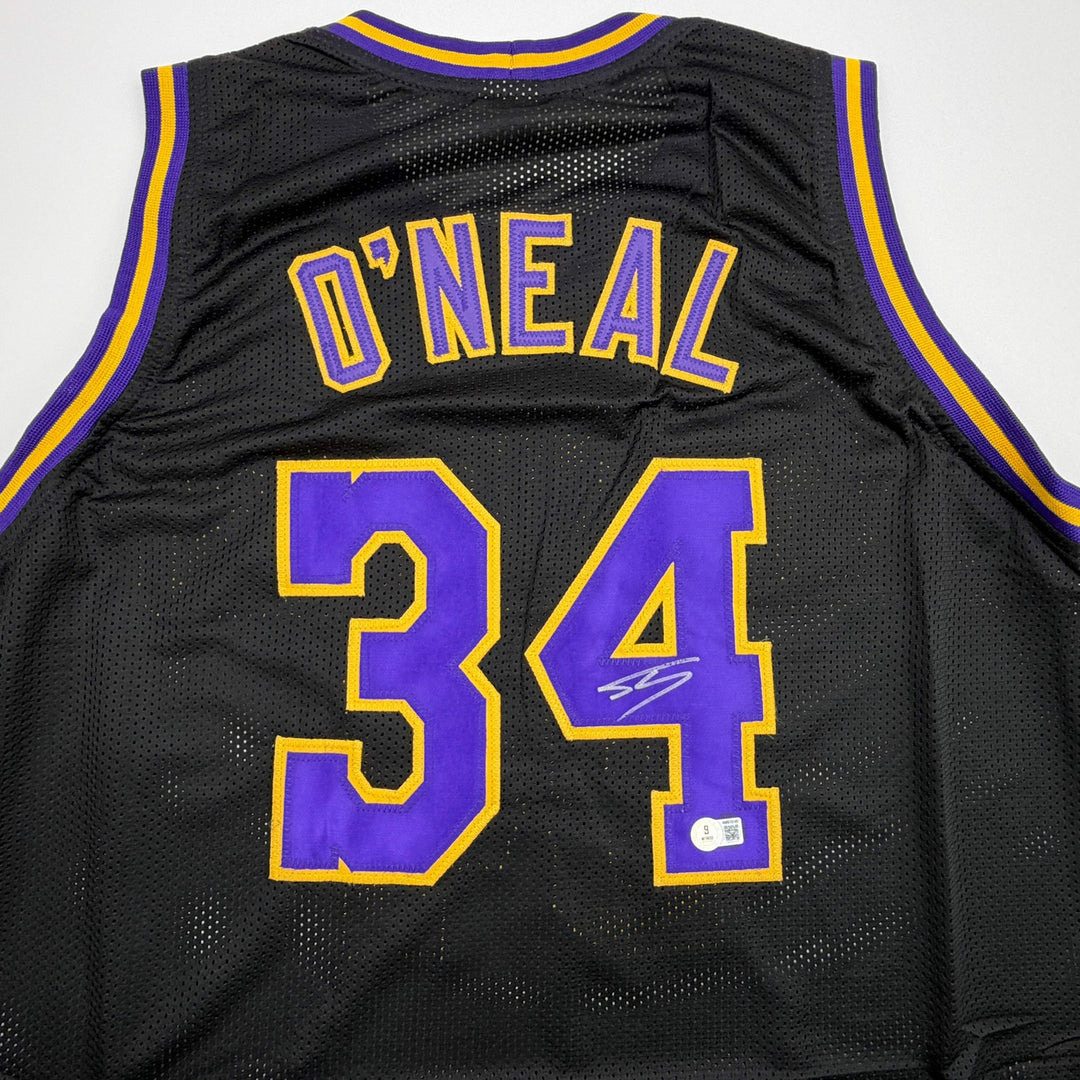 Autographed/Signed SHAQUILLE SHAQ O'NEAL Los Angeles Black Jersey JSA COA Auto