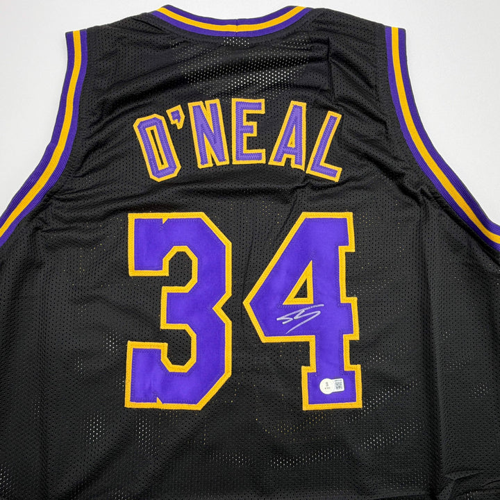 Autographed/Signed SHAQUILLE SHAQ O'NEAL Los Angeles Black Jersey JSA COA Auto