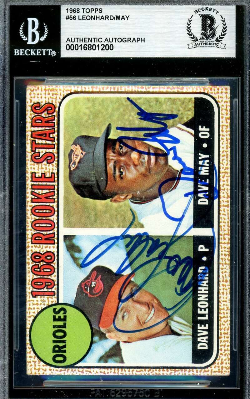 Dave Leonhard Dave May Beckett BAS Signed 1968 Topps Rookie Stars Autograph