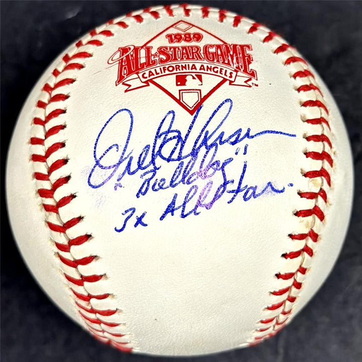 Orel Hershiser signed "Bulldog, 3x AS " 1989 All Star Baseball auto Beckett BAS