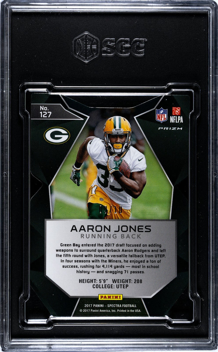 Aaron Jones 2017 Panini Spectra Neon Pink Die-Cut Prizm RC 9/10-SGC Graded 10 GM
