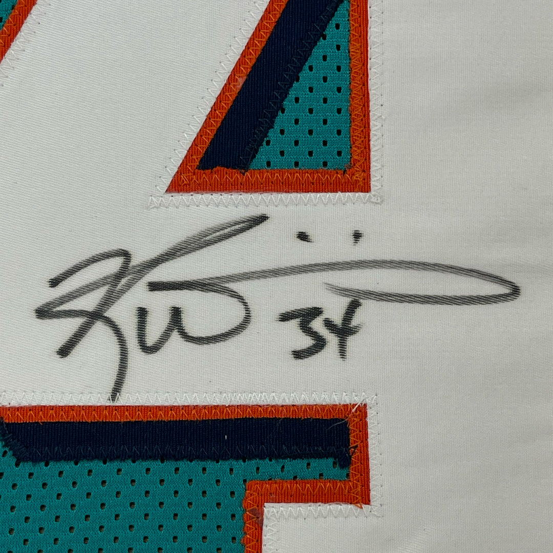 FRAMED Autographed/Signed RICKY WILLIAMS 33x42 Miami Teal Jersey JSA COA Auto