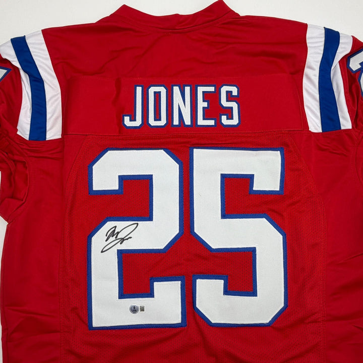 Autographed/Signed Marcus Jones New England Red Cut Jersey Beckett BAS COA