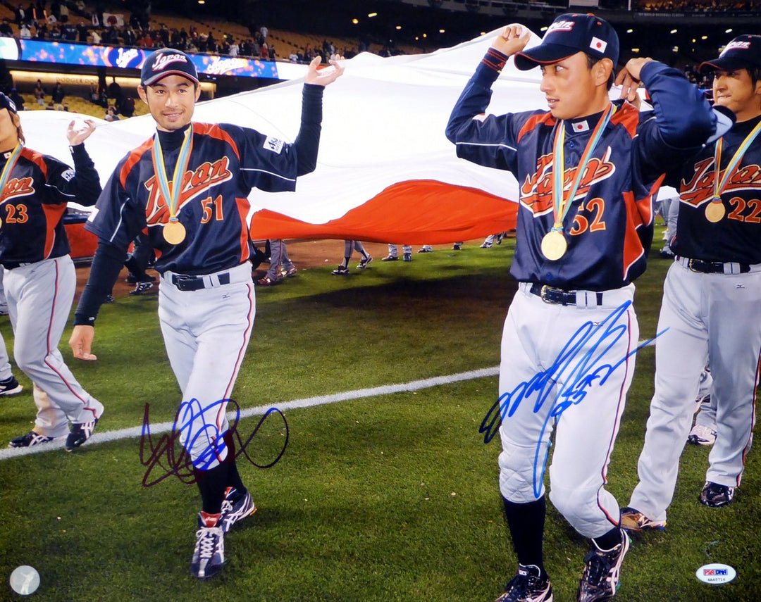 Ichiro Suzuki & Munenori Kawasaki Signed 16x20 Photo WBC Team Japan PSA/DNA ITP