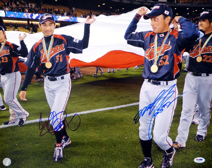 Ichiro Suzuki & Munenori Kawasaki Signed 16x20 Photo WBC Team Japan PSA/DNA ITP