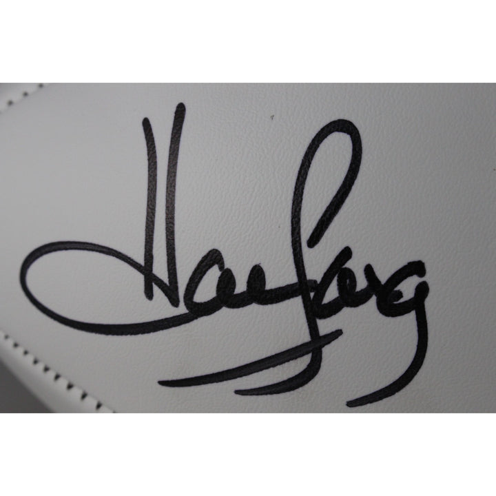 Howie Long Autographed Oakland Raiders Logo Football HOF Beckett Witness 49678