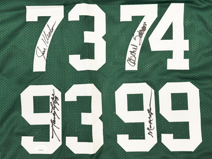 Jets Sack Exchange 4-Signed Green Custom Jersey JSA