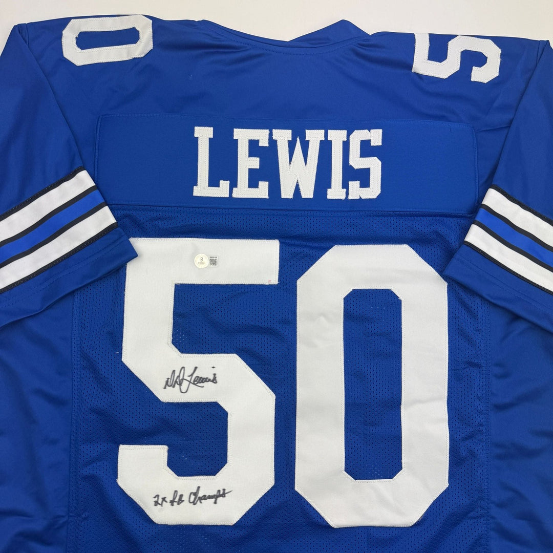 Autographed/Signed D.D. DD Lewis Dallas Retro Blue Football Jersey Beckett COA