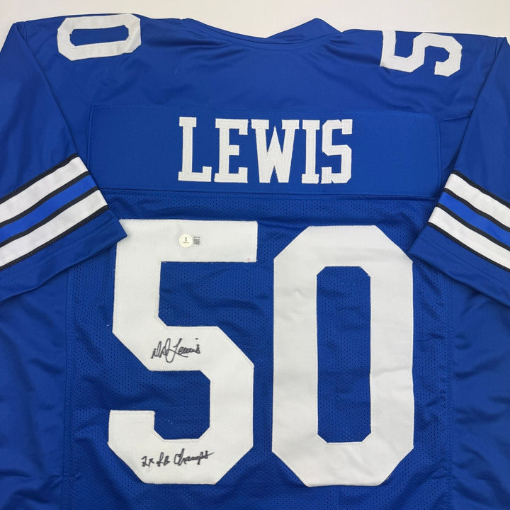 Autographed/Signed D.D. DD Lewis Dallas Retro Blue Football Jersey Beckett COA