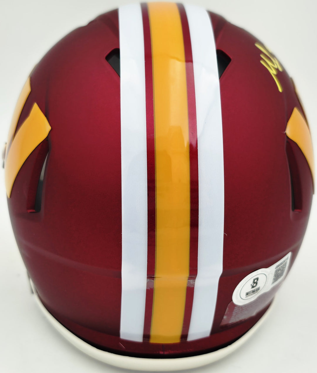 Mike Sainristil Auto Commanders Maroon 2025 Alt Speed Mini Helmet Beckett Wit