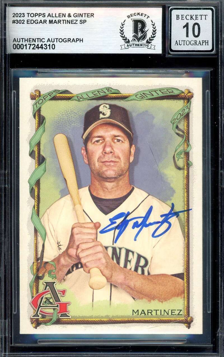 Edgar Martinez Gem Mint 10 Beckett BAS Signed 2023 Topps Allen & Ginter Auto