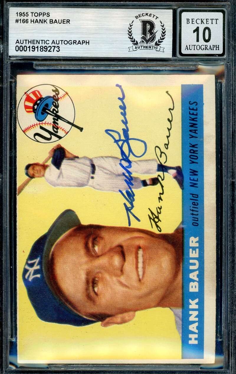 Hank Bauer Gem Mint 10 Beckett BAS Signed 1955 Topps Autograph