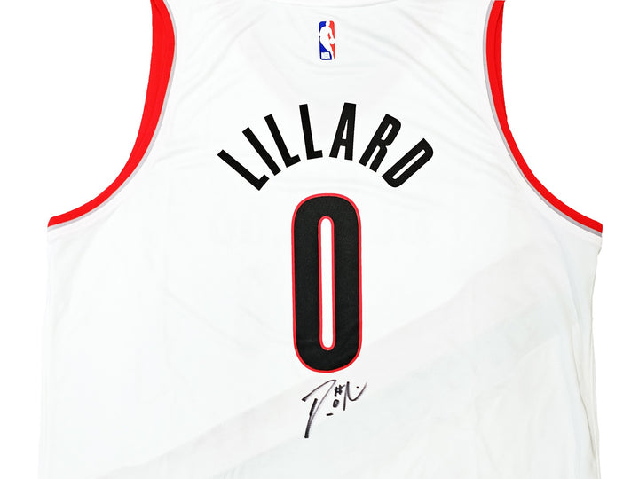Portland Trailblazers Damian Lillard Auto White Fanatics Jersey Size XL Beckett