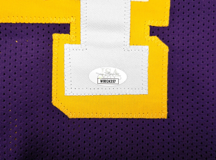 Los Angeles Lakers Jerry West Autographed Signed Purple Basketball Jersey JSA