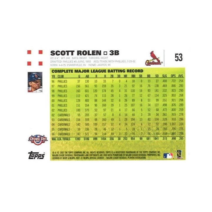 2007 Topps Opening Day Scott Rolen Autograph (CX Auth)