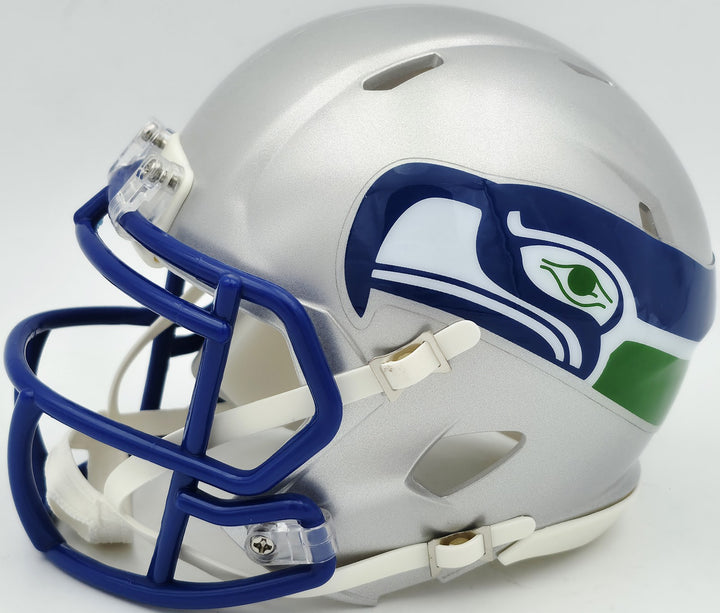 Brian Blades Signed Seahawks 1983-01 Throwback Silver Speed Mini Helmet MCS Holo