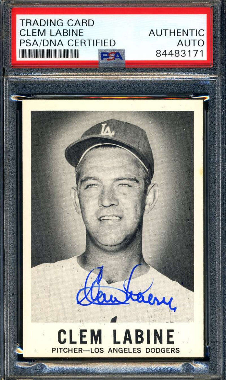 Clem Labine PSA DNA Coa Signed 1960 Leaf Autograph