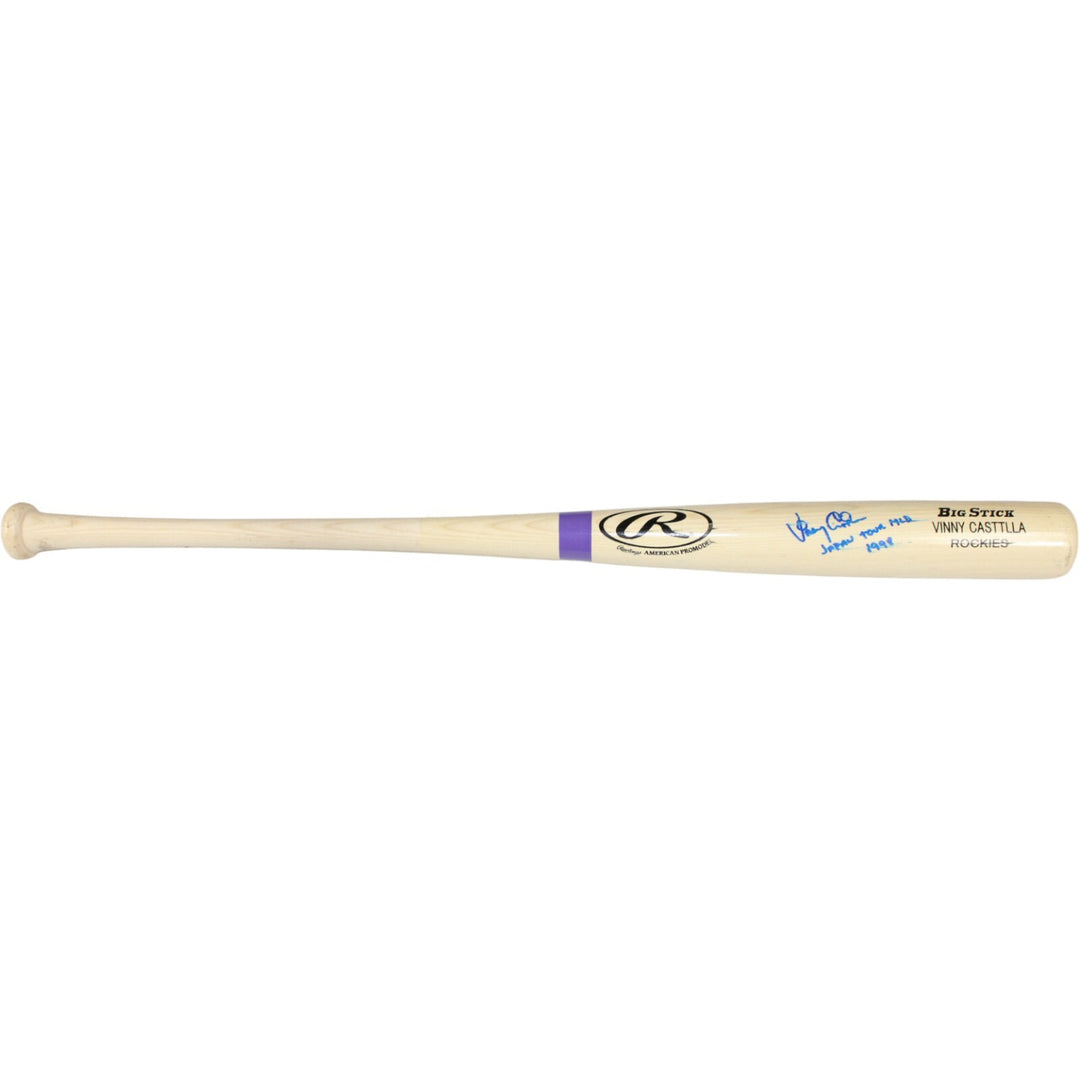 Vinny Castilla Autographed Game Used Colorado Rockies Japan Bat AS IS BAS 43251