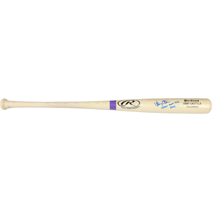 Vinny Castilla Autographed Game Used Colorado Rockies Japan Bat AS IS BAS 43251