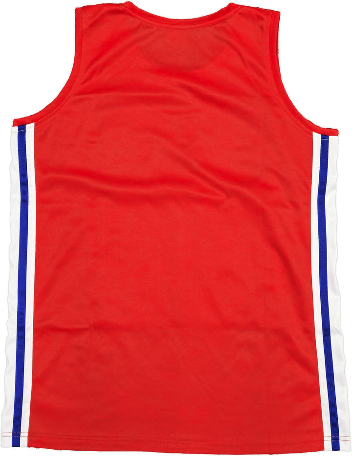 Team USA Carl Lewis Signed Red, White and Blue Jersey Beckett Witness