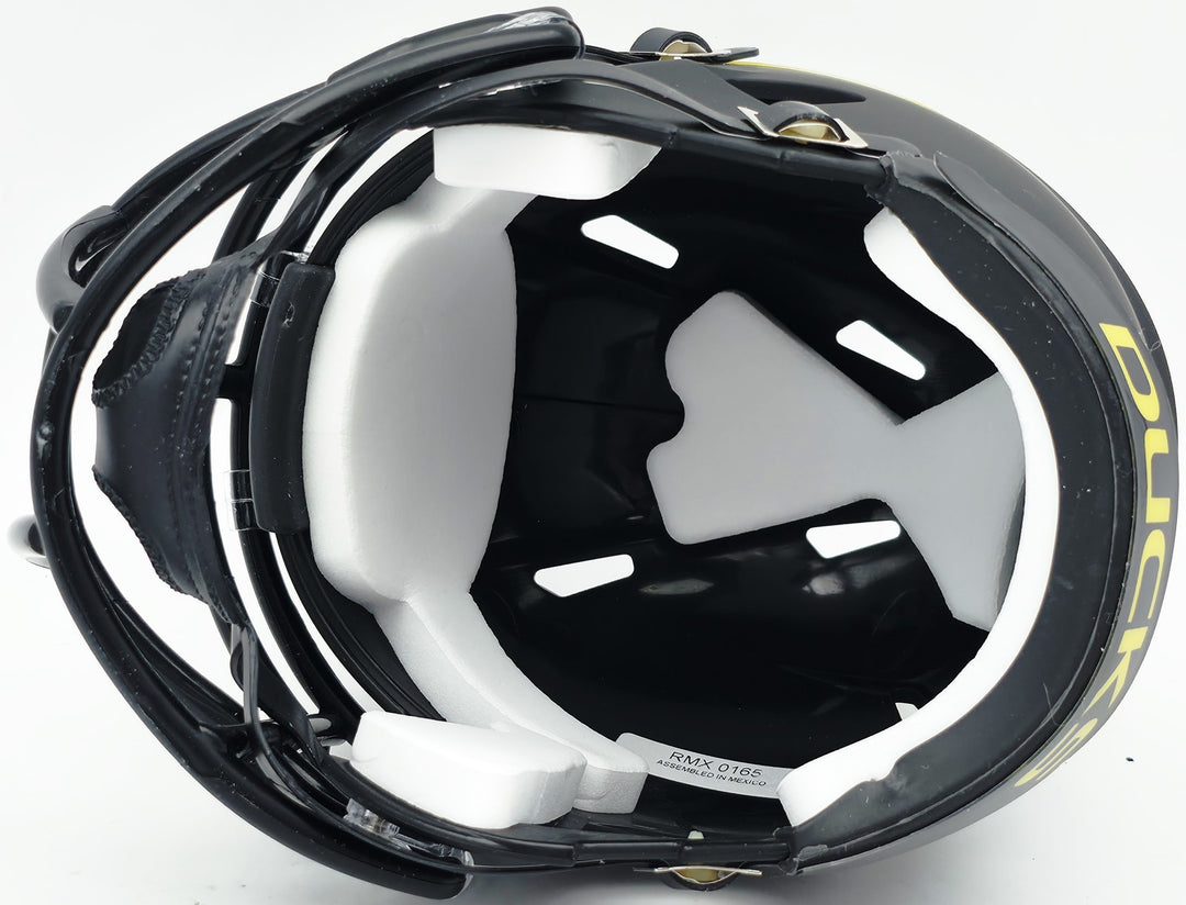Tez Johnson Signed Oregon Ducks Matte Black Speed Mini Helmet JSA Witness