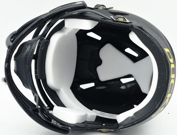 Tez Johnson Signed Oregon Ducks Matte Black Speed Mini Helmet JSA Witness