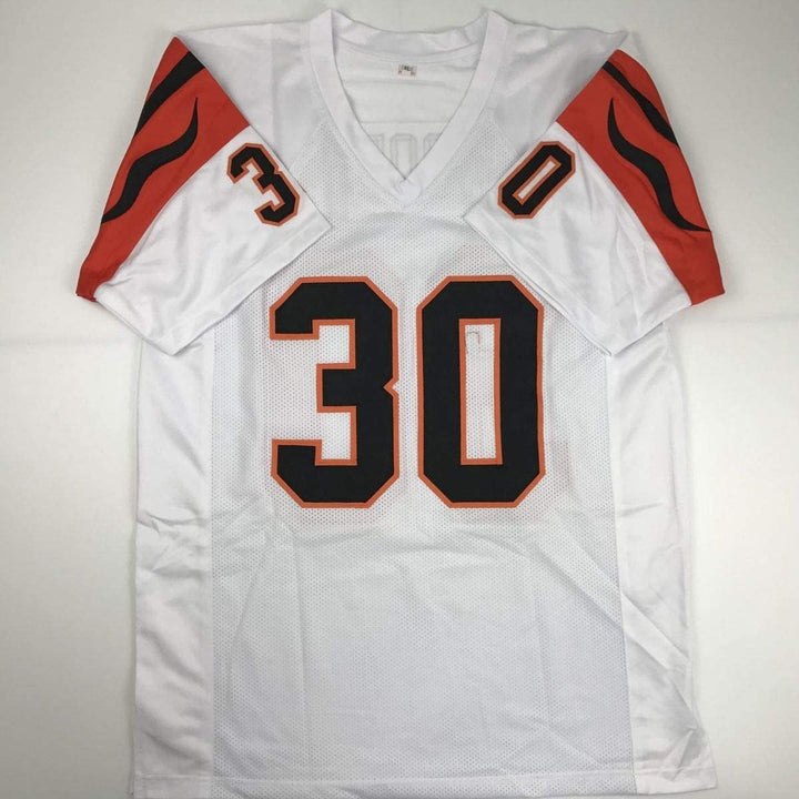 Autographed/Signed Ickey Woods Who Dey Cincinnati White Jersey JSA COA