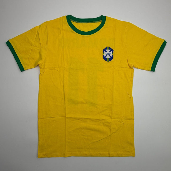 Autographed/Signed Romario Brazil Yellow Soccer Futbol Jersey Beckett BAS COA