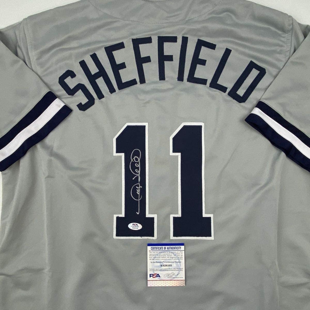 Autographed/Signed GARY SHEFFIELD New York Grey Jersey PSA/DNA COA Auto