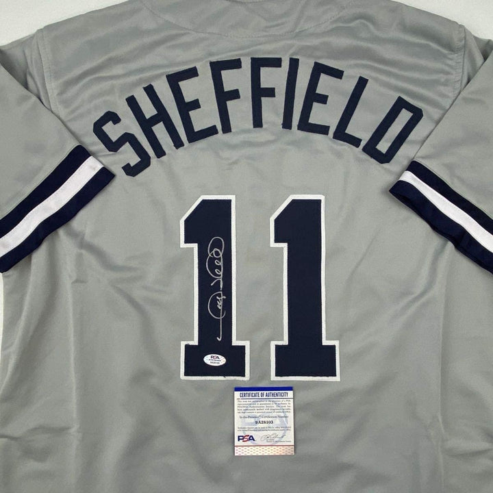 Autographed/Signed GARY SHEFFIELD New York Grey Jersey PSA/DNA COA Auto