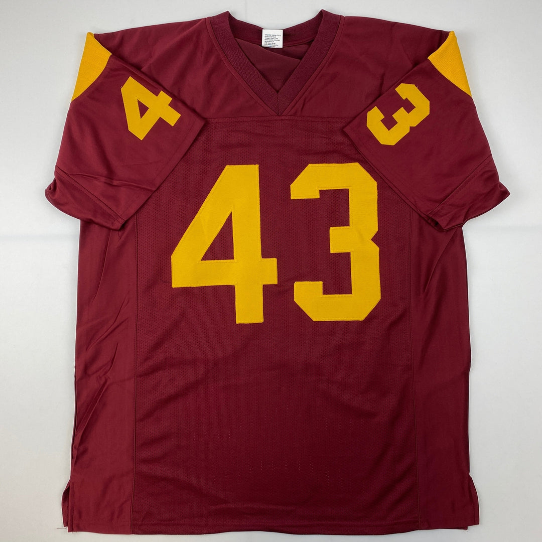 Facsimile Autographed Troy Polamalu USC Maroon Laser Jersey Size Men's XL
