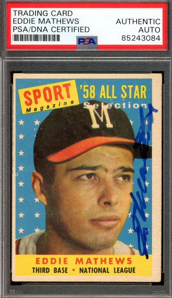 Eddie Mathews PSA DNA Signed 1958 Topps All Star Autograph