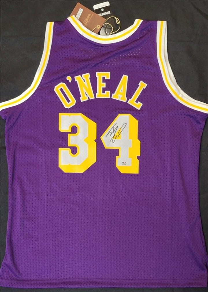 Shaquille O'Neal Shaq signed Mitchell & Ness 1996-97 Lakers Jersey autograph PSA