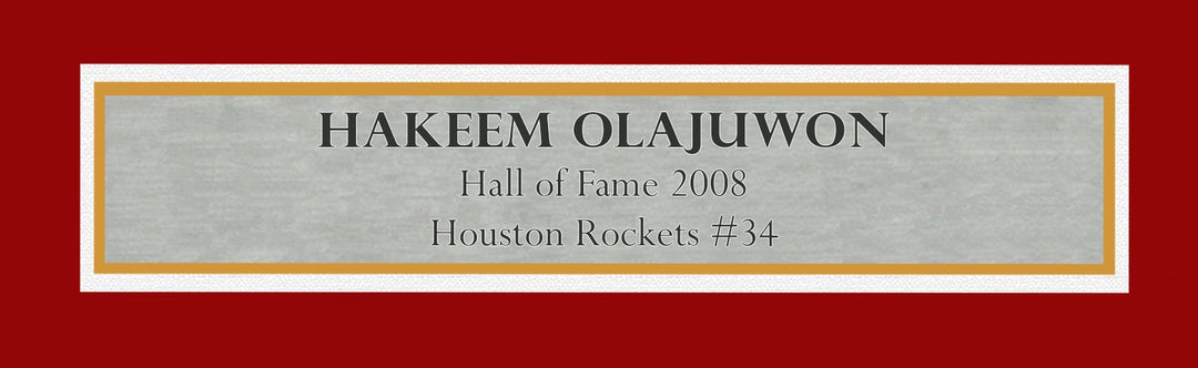 Houston Rockets Hakeem Olajuwon Signed Framed Red Jersey JSA