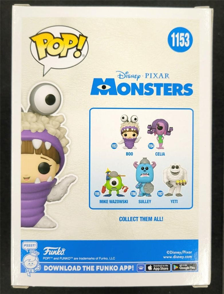 Mary Gibbs signed "Kitty!" Boo Monsters Inc Funko Pop 1153 autograph Beckett BAS