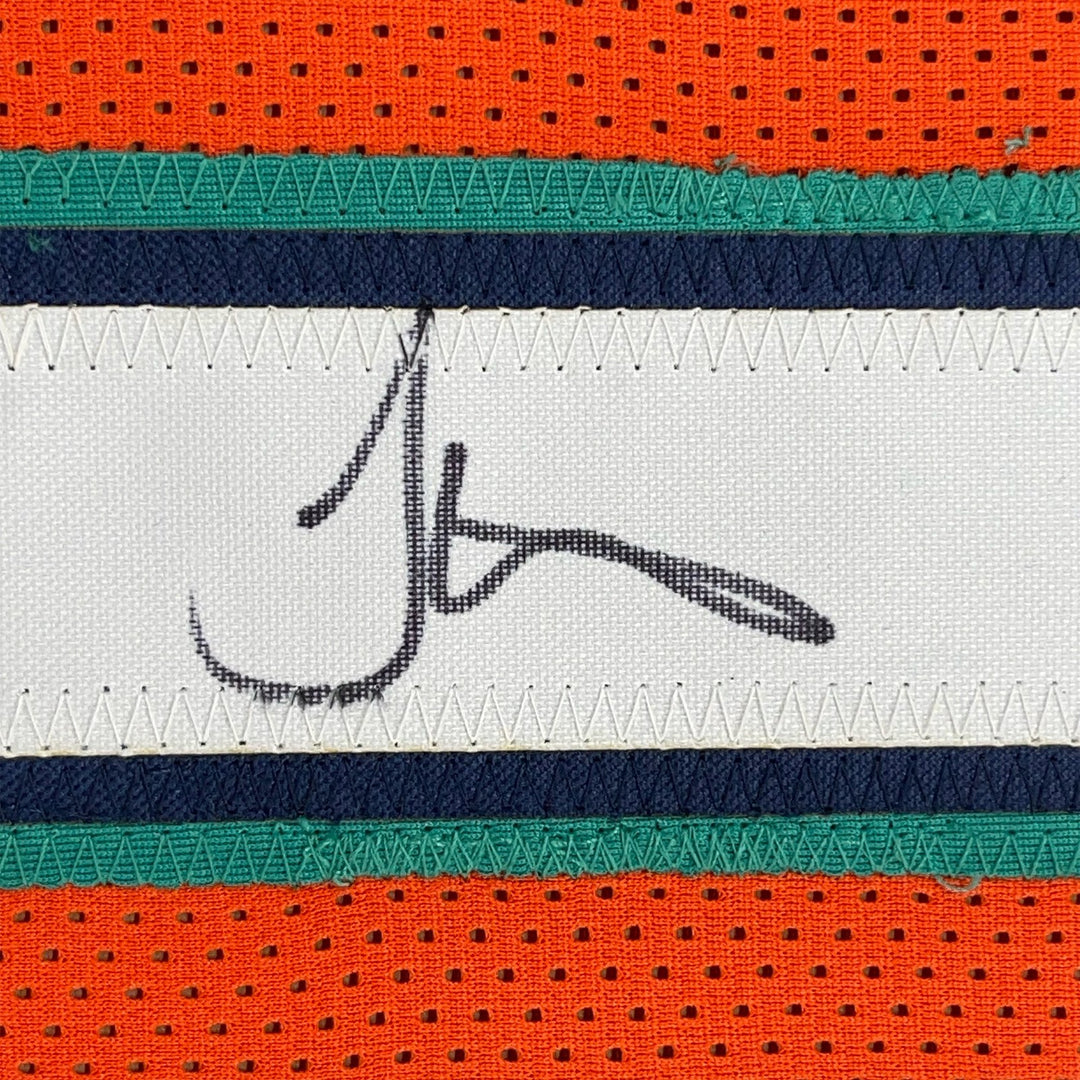 Framed Signed Tyreek Hill 35x39 Miami Orange Retro Jersey JSA COA