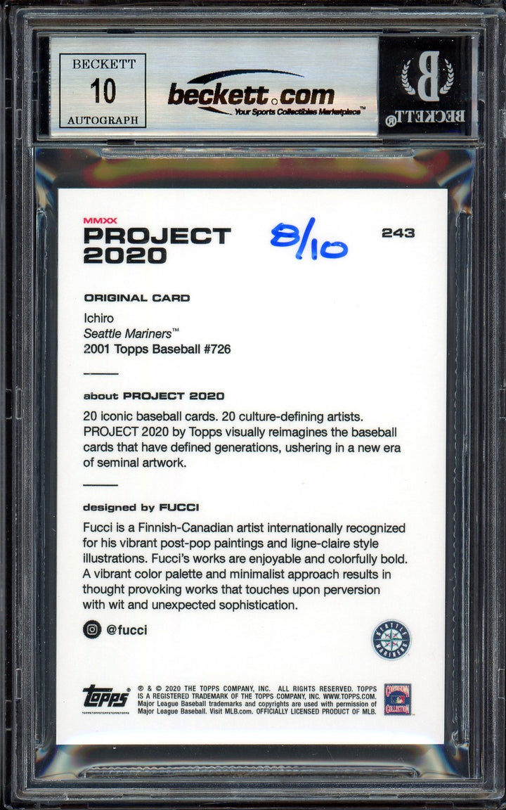 Ichiro Suzuki Auto Topps Project 2020 Fucci Card 243 Mariners Sig 10 /10 Beckett