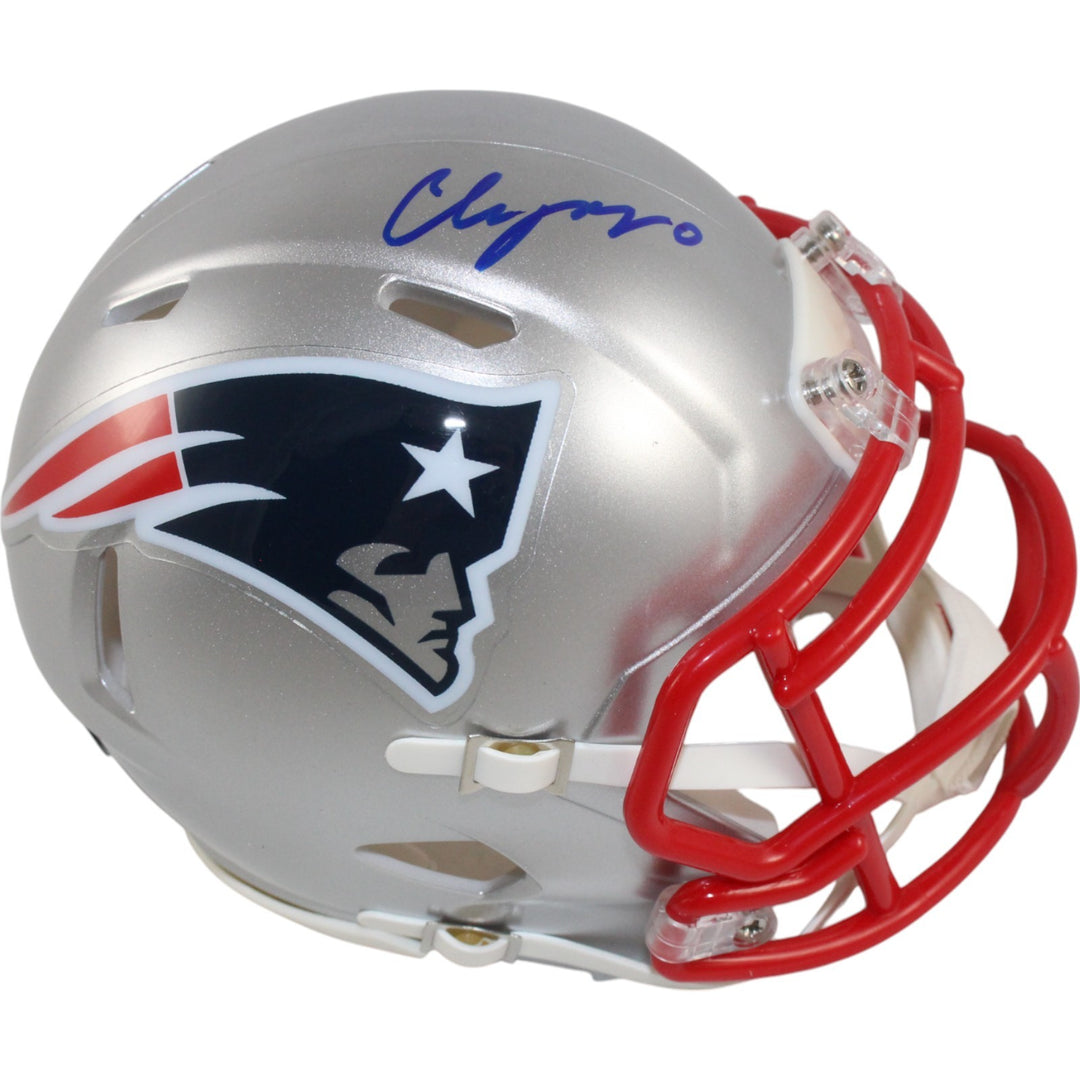 Christian Gonzalez Autographed New England Patriots Mini Helmet Beckett W 50846