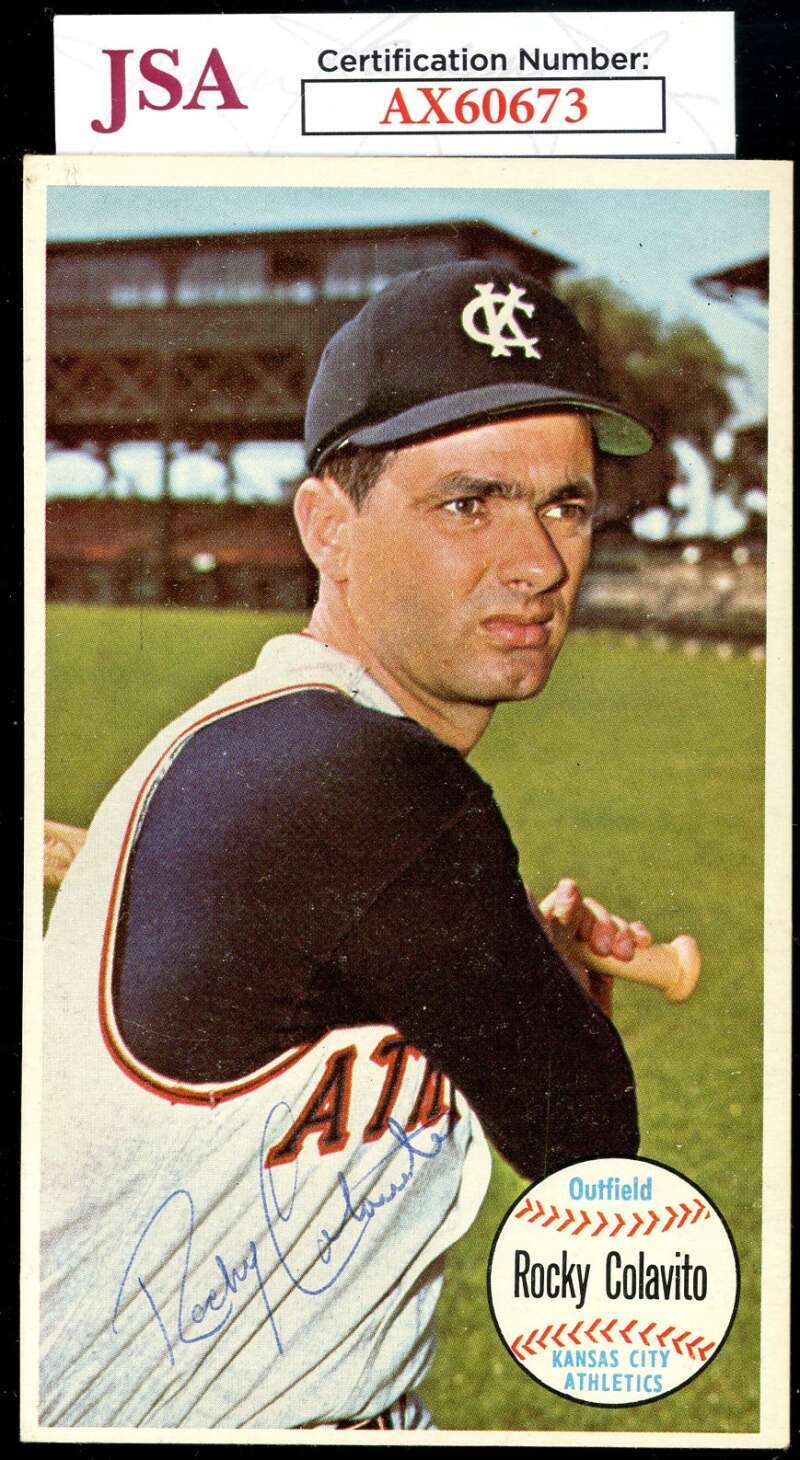 Rocky Colavito JSA Coa Signed 1964 Topps Giants Autograph