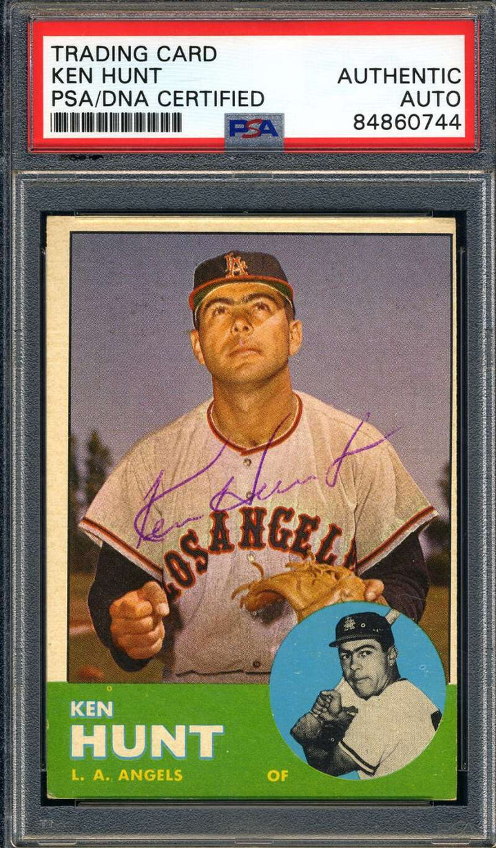 Ken Hunt PSA DNA Coa Signed 1963 Topps Autograph