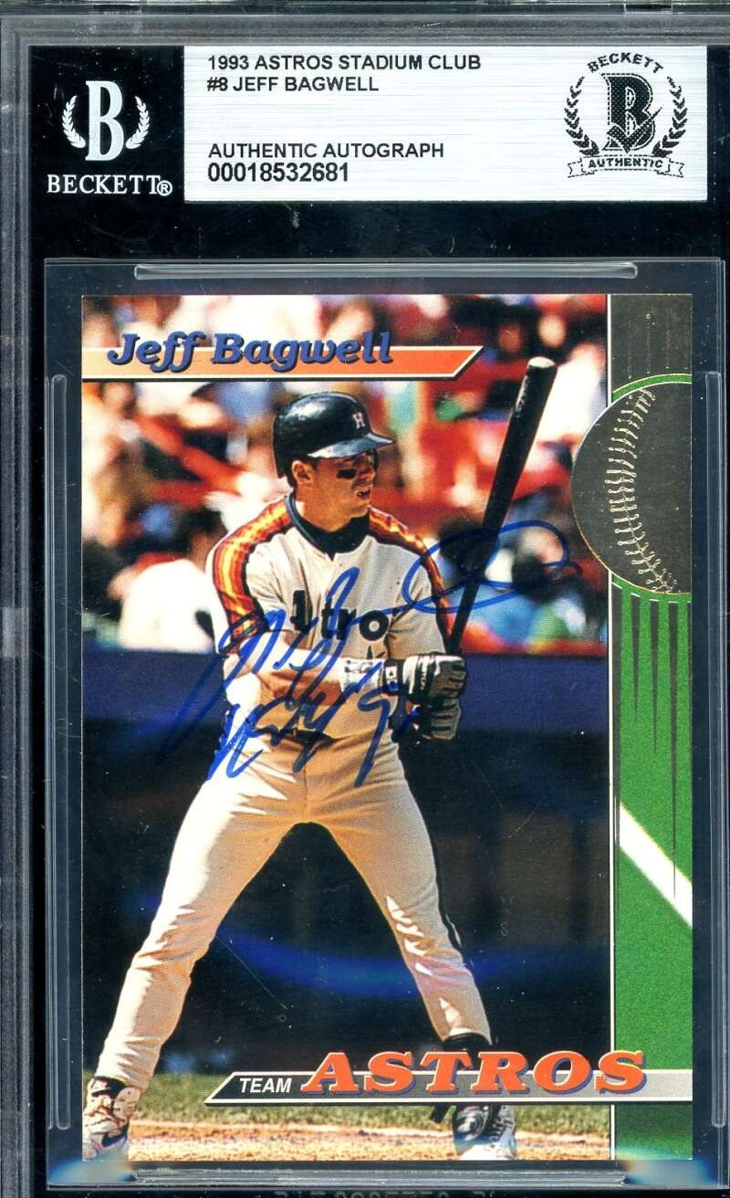 Jeff Bagwell Beckett BAS Signed 1993 Topps Stadium Club Rookie Autograph