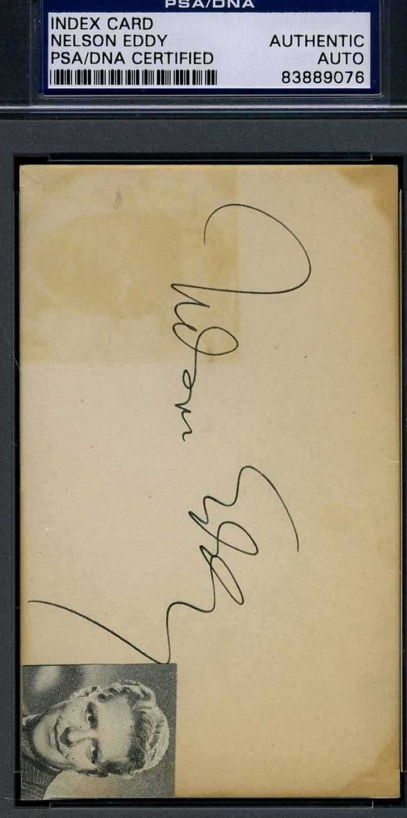 Nelson Eddy Vintage 1930`s Signed 3x5 Index Card Psa/dna Authentic Autograph