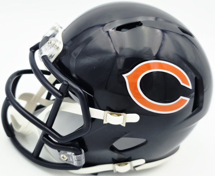 Brian Urlacher Auto Bears Blue Speed Mini Helmet "HOF 18" Beckett Witness